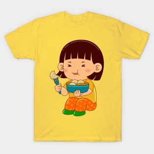 girl kids eating meet ball T-Shirt